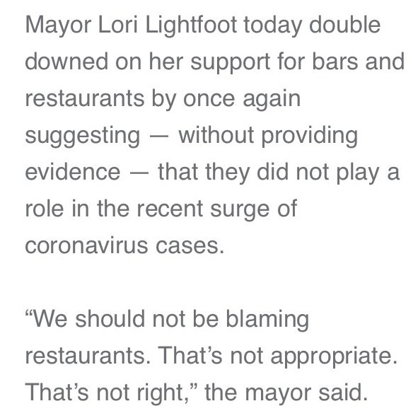 jeffdeibel's tweet photo. You're right, @chicagosmayor, we shouldn't blame the restaurants. Rather we should be blaming the lack of leadership at all levels of government, starting at the city level. https://t.co/tZf9rcyrgP