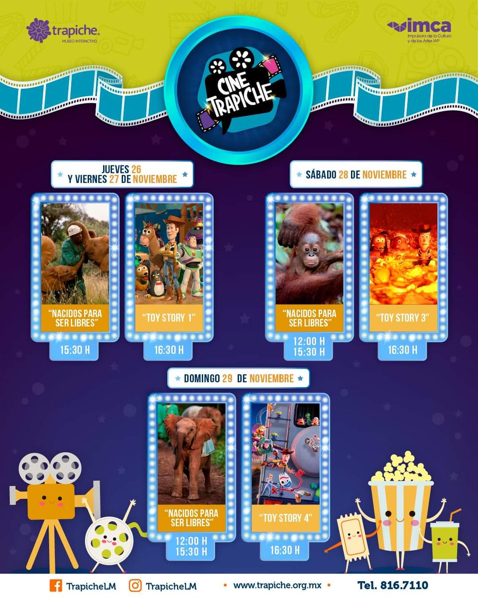 Te presentamos la cartelera de #CineTrapiche de esta semana; del jueves 26 al domingo 29 de noviembre 🎬🤩🎬 
 
Ven con toda tu familia y disfruta de los contenidos y servicios que tenemos disponibles para ti.  Consulta los horarios de visita. 
Trapiche #AprenderParaCrecer 💚.