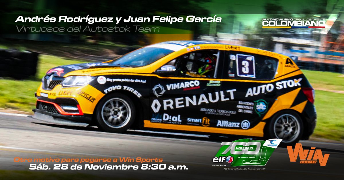 tc2000colombia's tweet photo. de Win Sports este sábado a las 8:30 a.m. #TC2000Colombia #700verdeverdeverde #TC2000xWIN @WinSportsTV @JuanchoGarcia88 https://t.co/wgQDVodHjy