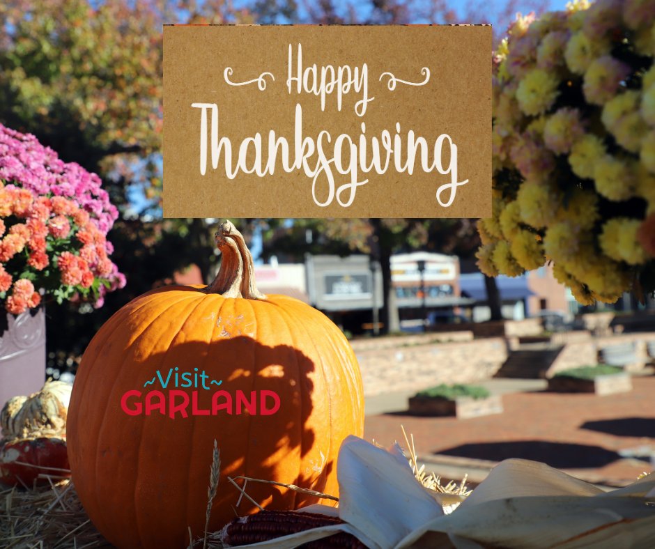 VisitGarlandTX's tweet photo. On behalf of the Visit Garland team, we wish you and yours a happy and blessed Thanksgiving!
May your turkey be stuffed and your tums be a-plenty!
#HappyThanksgiving #GobbleTilYouWobble #OnlyinDenton https://t.co/FJWu0yVIJH