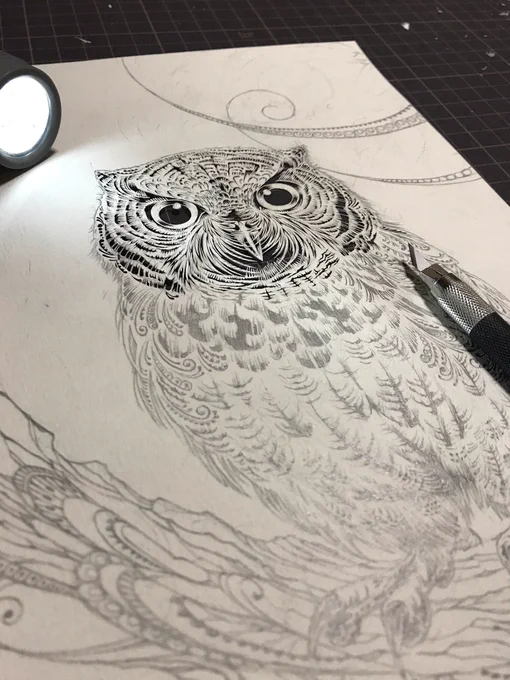 物凄く気を使うところを通り過ぎました('∀`*)

#切り絵 