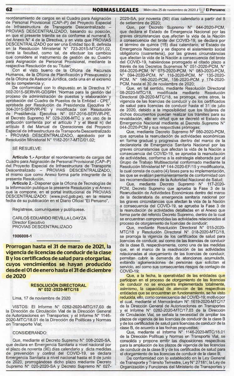 ClubCBFLima's tweet photo. Se adjunta la Resolución Directoral Nº 032-2020-MTC/18 de fecha 17 de noviembre 2020,donde prorrogan hasta el 👉 31 de marzo del 2021👈,la vigencia de las licencias de conducir  clase "B"cuyo vencimiento se hayan produjo desde👉 01 de enero al 31 de diciembre del 2020👈..Lean👏💪 https://t.co/IeN6TvjW1B