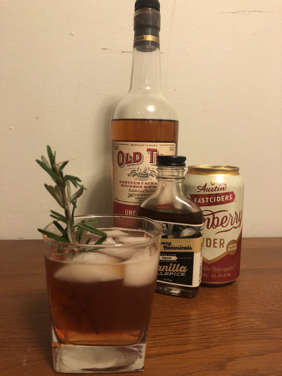 katie_cammm's tweet photo. I don’t know what to call today’s #quarantinecocktail , but it tastes like Thanksgiving and Christmas
-1/2 can of @eastciders Cranberry Cider
-1.5 oz Old Tub Bourbon
-Tiny bit of @boozybotanicals Vanilla Allspice
-One Rosemary sprig https://t.co/eraQ1hOYyR