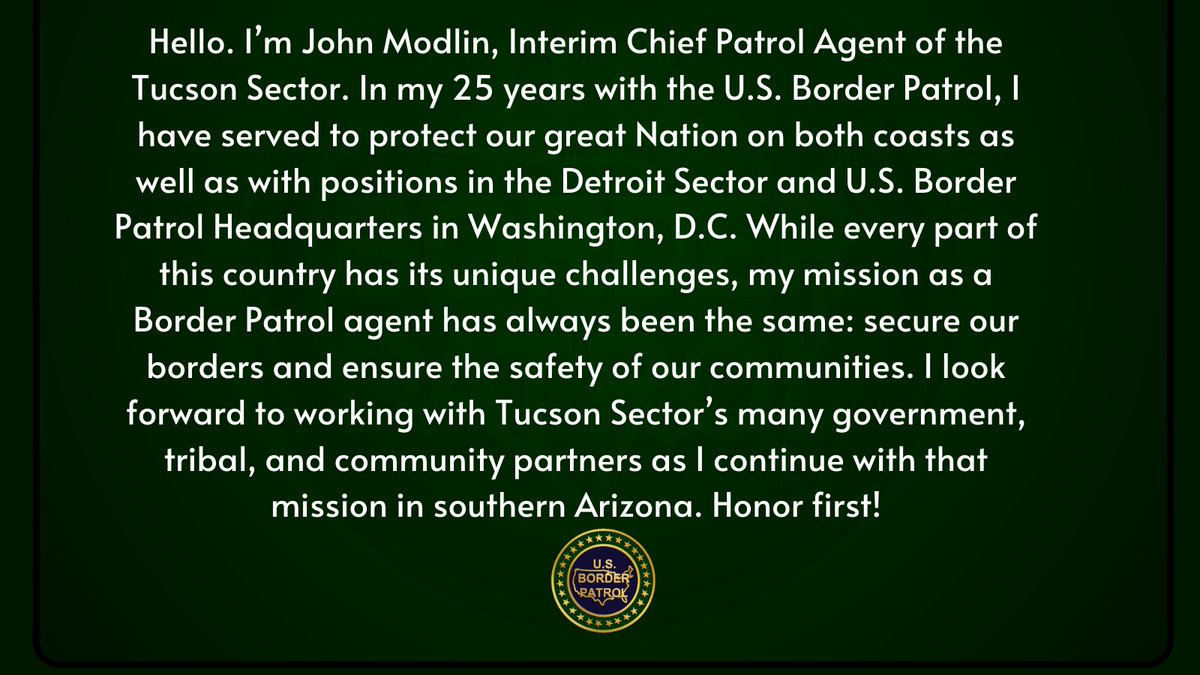 Chief Patrol Agent - Tucson Sector tweet media
