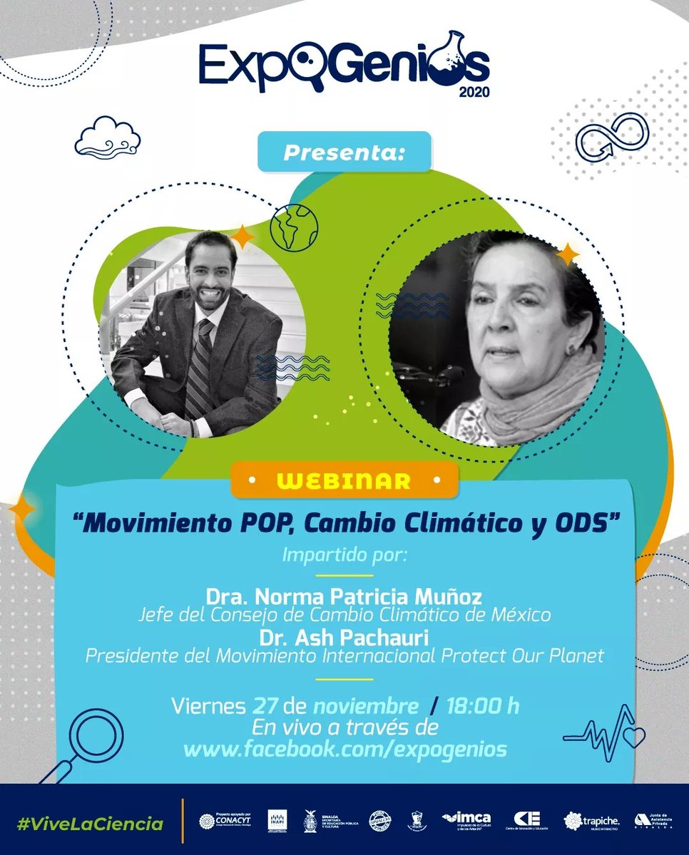 El Dr. Ash Pachauri, presidente del movimiento Internacional "Protect Our Planet" (POP) cerrará con broche de oro este viernes la serie de Webinars de Expogenios 2020. 🔬💚🌎🌿🥰

Acompañado de la Dra. Norma Patricia Muñoz, del Consejo de Cambio Climático en México #ViveLaCiencia