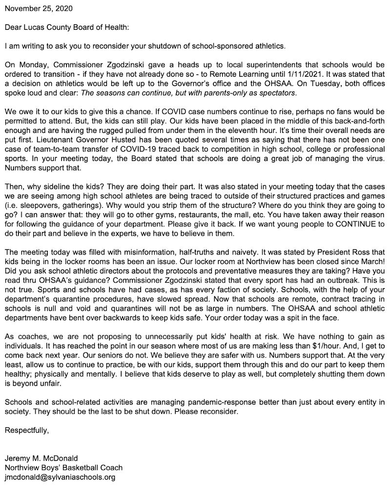 I emailed this letter to <a href="/ToledoLucasHD/">Toledo-Lucas County Health Department</a> Commissioner Eric Zgodzinski. If you have similar concerns, his email address is zgodzine@co.lucas.oh.us