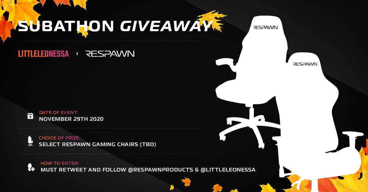 LittleLeonessa's tweet photo. Giveaway time!!

I'm teaming up with @RESPAWNProducts to give away a new gaming chair!! To enter be sure to:

❤️Like &amp; RT
❤️Follow us both!

I'll be drawing the winner LIVE during my two year anniversary subathon this Sunday @ 10 pm at the link below!

https://t.co/ABSjptAqQS https://t.co/4NjhFjqnhg