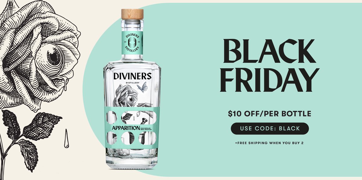 DivinersGin's tweet image. BLACK FRIDAY SALE: $10 off every bottle of Diviners Gin you buy + Free delivery on orders of two or more. Use code at checkout: BLACK

APPARITION GIN is our classic Gin, created to provoke and delight even the most hardened gin patron.

#BlackFriday #gin #Australia
