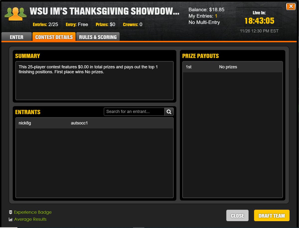 WSUSportProgram's tweet image. Watching Thanksgiving Day Football? Play Daily Fantasy Sports? We have a WSU IM's Thanksgiving Showdown for you. Checkout IMLeagues to register and receive the contest invite.
#ShocksPlay @WSU_CampusRec
