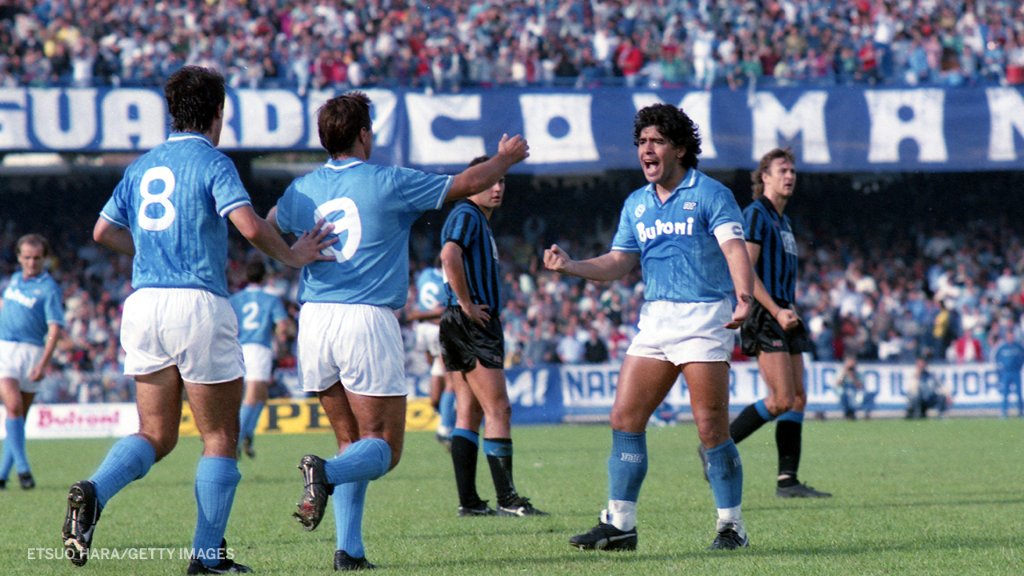 ESPNFC's tweet photo. Diego Maradona led Napoli to their first league title in the 1986-87 season and a second in 1989-90.

Forever loved and cherished in Naples 💙 https://t.co/uCublc1pfO
