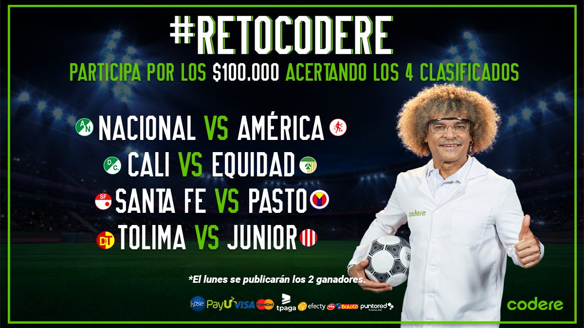 CodereCO's tweet photo. 💰 #RetoCodere  Participa por $100.000 en Freebets. 

👉  Acierta los 4 clasificados, síguenos, da RT y menciona a 2 amigos.  

⚠️ El lunes publicaremos los 2 ganadores entre los que acierten. https://t.co/mFRZHBgItQ