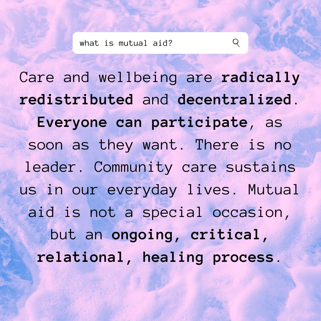 pc_pools's tweet photo. We are a mutual aid funding collective and we redistribute resources to further the efforts of other regional mutual aid organizations. Mutual aid is the work of meeting people's needs while simultaneously building movements that demand transformative change. https://t.co/VQynO9zF5v