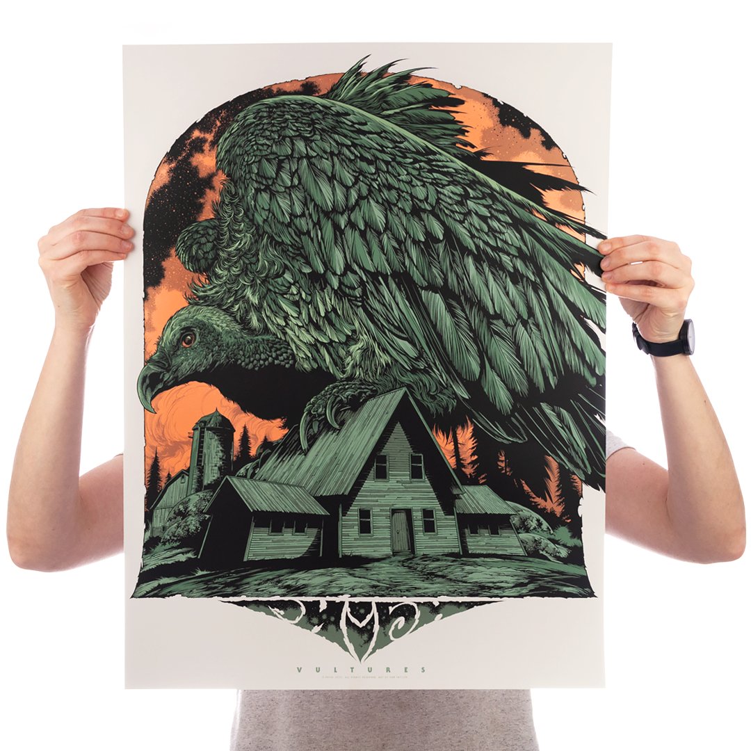 phishdrygoods's tweet photo. On Black Friday at 11AM ET, we'll launch our new ongoing Song Series LE poster collection. This artist interpretation series begins with 01: Vultures by Ken Taylor. Details below. https://t.co/JPjgKAWnWr