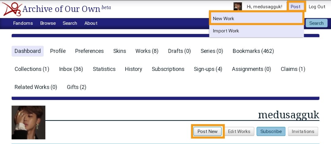 titlefest's tweet photo. 🌾 Tutorial on how to post your fic!

Method 1: 
1• Click on 'Post New' on your AO3 profile or on the top right (Select 'New Work')
2• Fill up the tags
3• You may choose to copy + paste your prompt into the author notes (Method 2 does ot automatically for you) https://t.co/8cyhGvJqG4