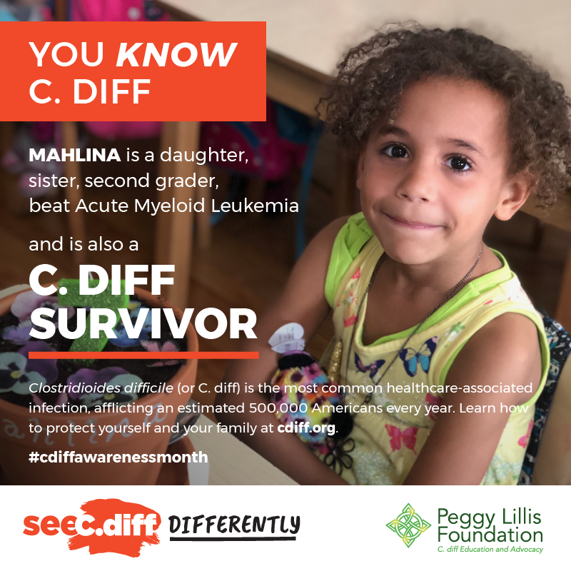 PeggyFund's tweet photo. She through childhood leukemia and then #cdiff. #YouKnowCdiff. Demographics of C. diff is changing. Once considered a disease of the elderly, #Cdiff is more likely to be seen in, children, young and middle-aged adults, and anyone with current or recent antibiotic use. #seecdiff https://t.co/9iLE0B82iQ