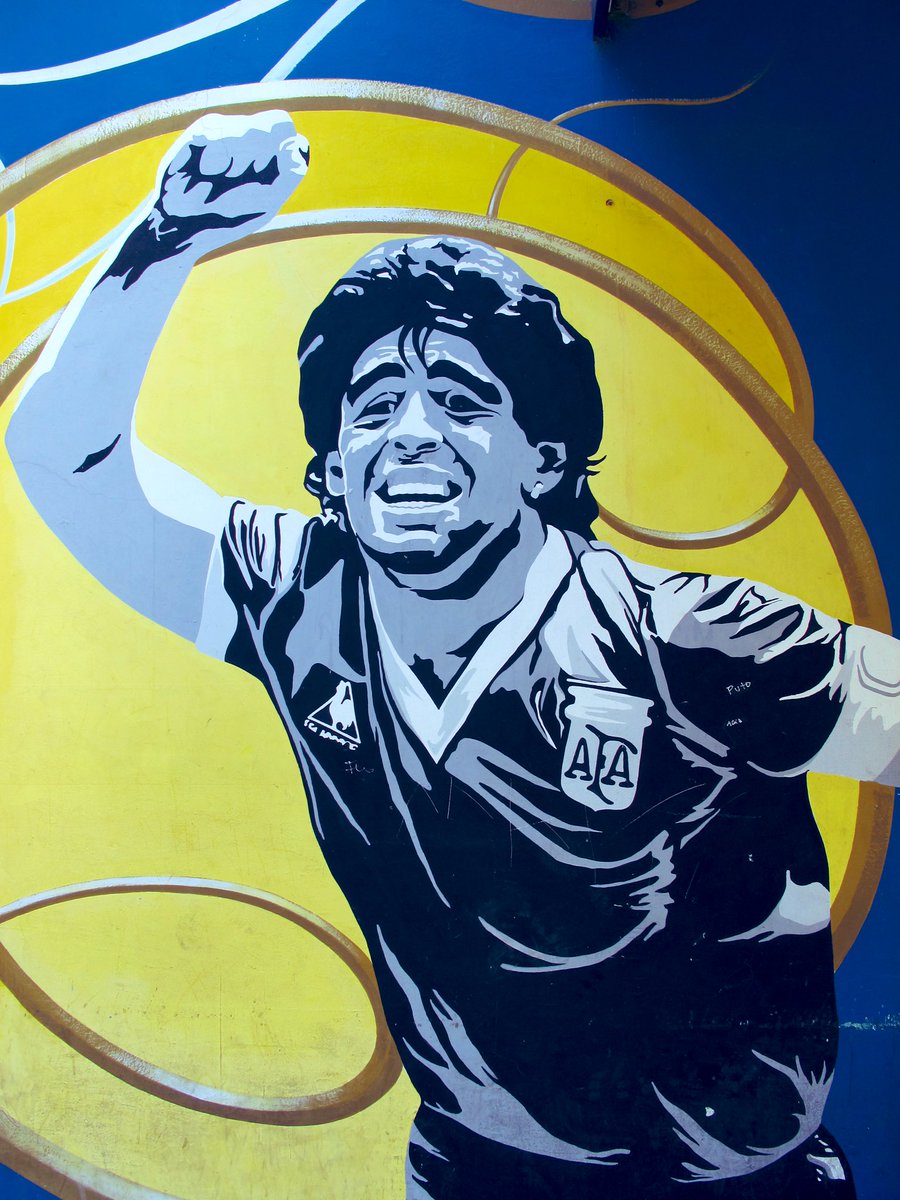 ramsbayati's tweet image. Remembering the great Maradona murals all around La Boca, Buenos Aires