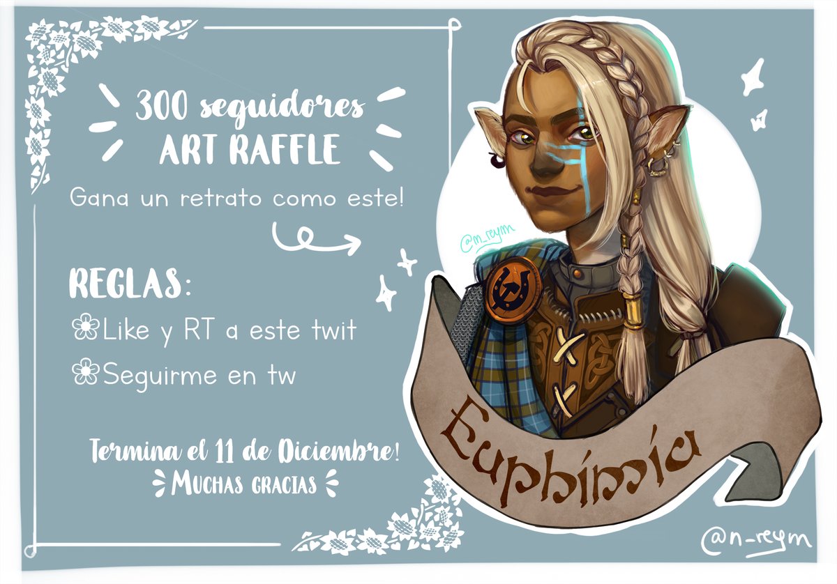 ✨300 FOLLOWERS ART RAFFLE✨

Win a portrait of the character you want in this style😊 Only one winner this time!

RULES:
💚Like and RT this twit
💚 Follow me 

✧ Ends December 11th ✧

Thank you so much for all your support and good luck to everyone! 💚