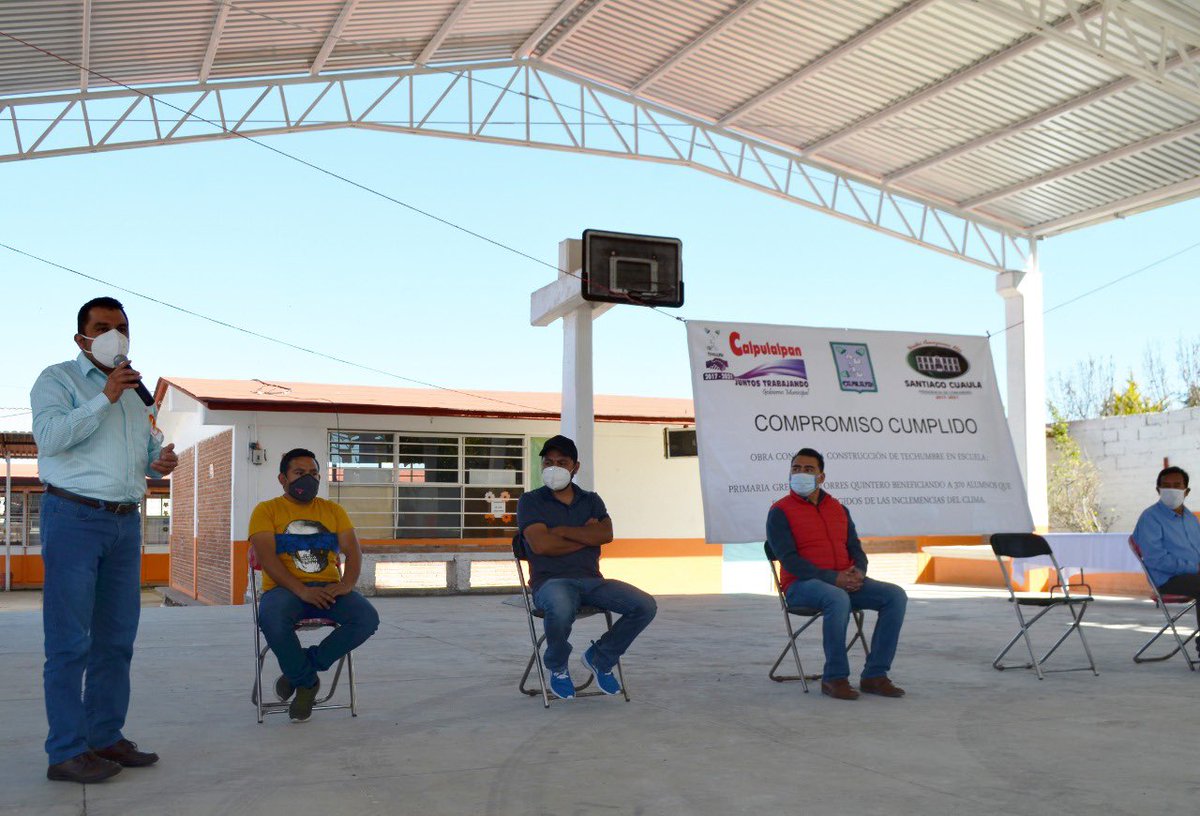 juarez_neptali's tweet photo. Hoy entregamos la Techumbre Escolar en la primaria Gregorio Torres Quintero, de la comunidad de Santiago Cuaula, 370 estudiantes se beneficiaran cuando se autoricé el  regreso a clases.

#JuntosTrabajando  #Educación                @GobTlaxcala @MCalpulalpan @MarcoAMena https://t.co/1jm3FFFTyq