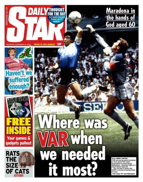 80_mcswan's tweet photo. This is truly disgusting from the Daily Star 
#Argentina 
R.I.P Diego Maradona https://t.co/BiHEpmSi71