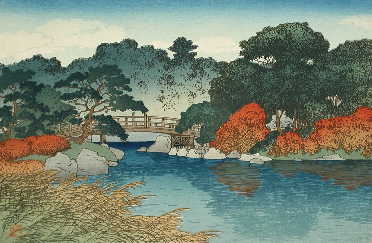 Autumn vibes 🍂

Kawase Hasui, "Garden in Autumn," color woodblock print, 1920, © Estate of Kawase Hasui, photo © Museum Associates / LACMA.