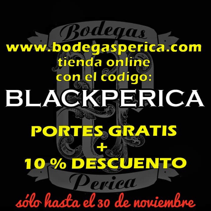 Descuento del 10%en nuestra web y portes gratis con el código BLACKPERICA, hasta el 30de noviembre

#BlackFriday #descuento #descuentos #OFERTAS #OFERTAS  #vino #winelover #wine #riojawine