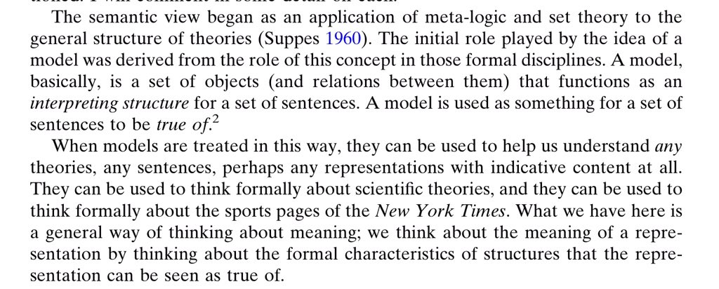 Against the background given below, GS’s analysis of model-based science is intended to be neither ‘‘semantic’’ (in the sense of drawing on model theory) nor a ‘‘view of (all) theories.’’