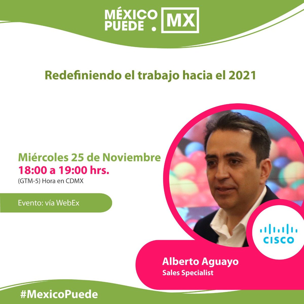 MxicoPuede1's tweet photo. 🎙️¡Estamos en vivo!

No te pierdas la Conferencia Magistral titulada Redefiniendo el trabajo hacia el 2021 con Alberto Aguayo, Sales Specialist para Cisco Networking Academy. 

Accesos: https://t.co/hP5nFAQ8nE 

#MéxicoPuede #Cisco #2021 #trabajo https://t.co/ezQvffu9lH