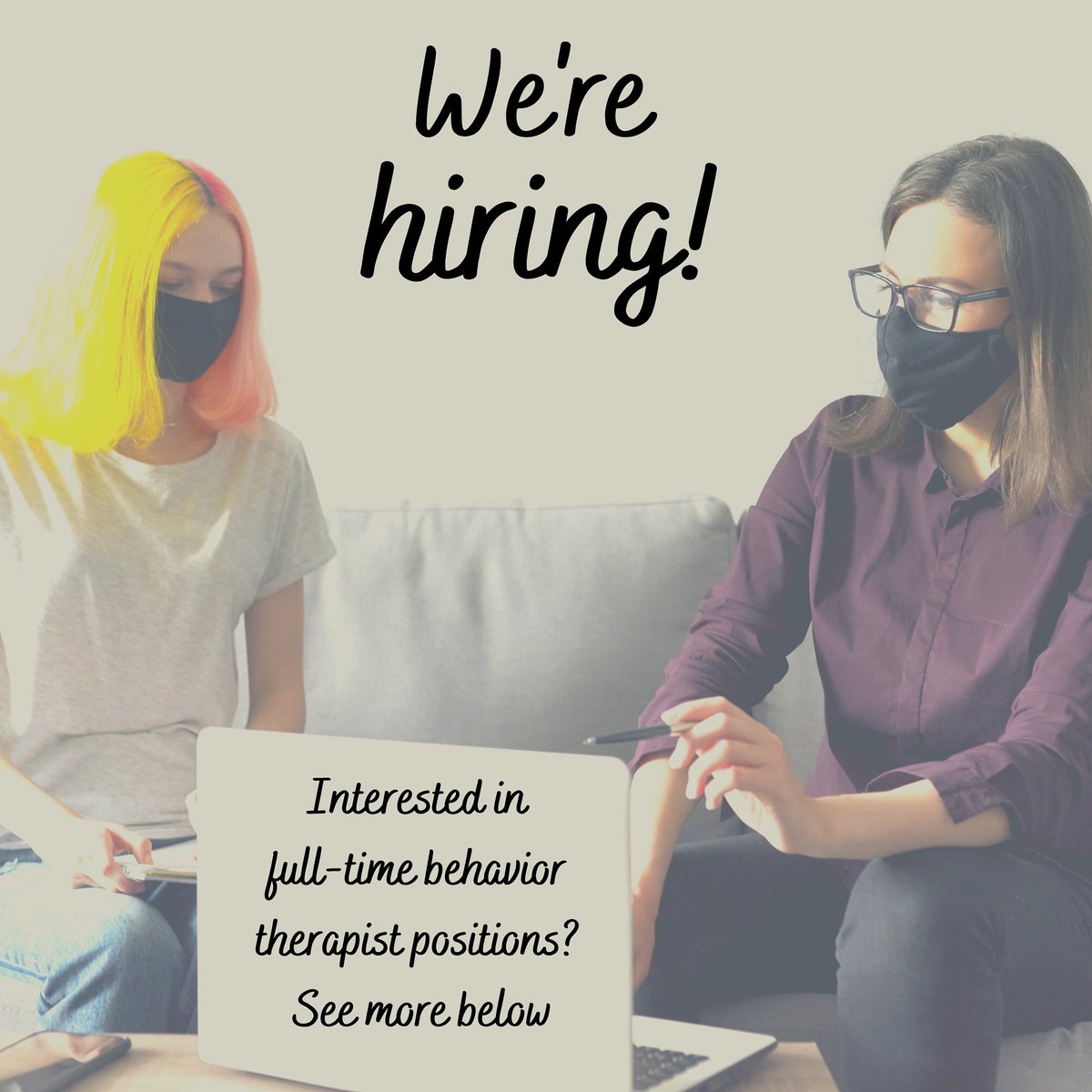 ABA_Collective's tweet photo. We are looking to hire FT therapists to expand our team. We provide safety equipment (e.g., PPE) protocols to ensure a safe work environment. 
For more info, visit https://t.co/bHZU7KZkLU
Or email Alana at abellizzi@abacollective.com or Casey at cnottingham@abacollective.com
#ABA https://t.co/ZMkpn0TpYX
