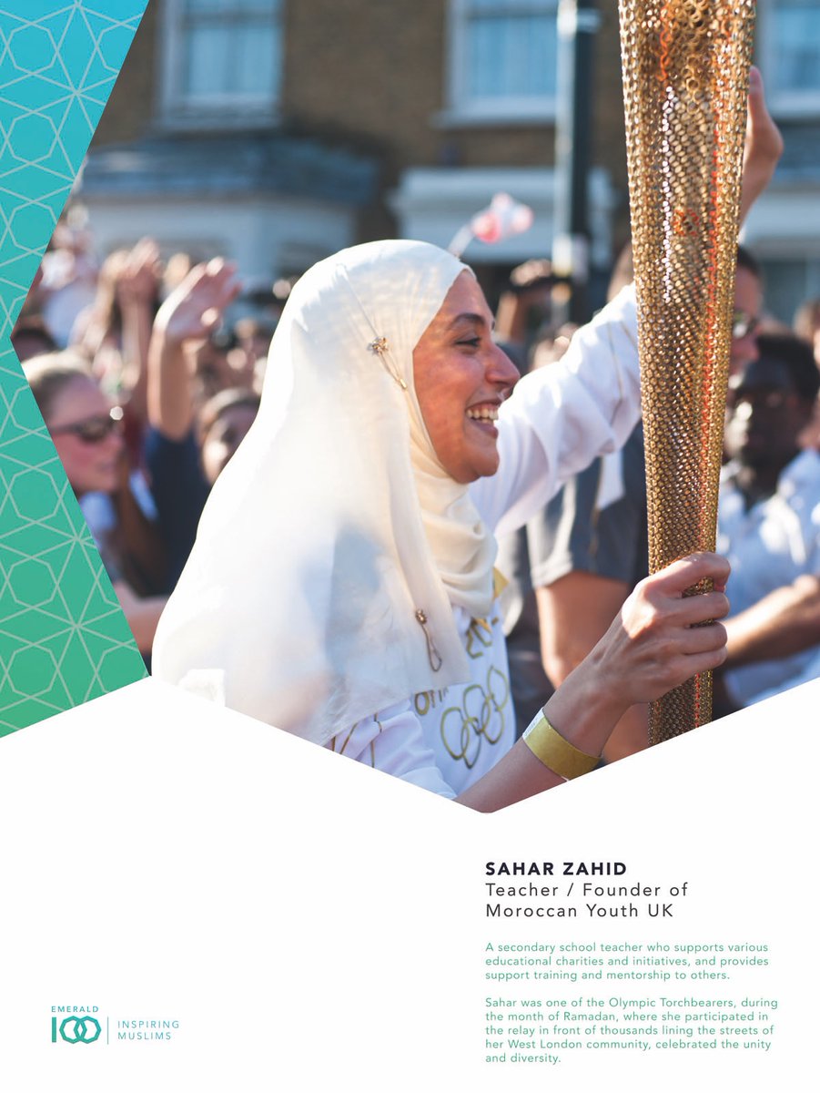 emeraldnetwork's tweet photo. Latest showcase #emerald100 

SAHAR ZAHID 
Teacher / Founder of Moroccan Youth UK 

Supports various educational charities and initiatives

Olympic Torchbearer, during Ramadan 2012, participated in the relay in front of thousands lining the streets of West London 

#IAmMuslim https://t.co/qDPPPh24Yv
