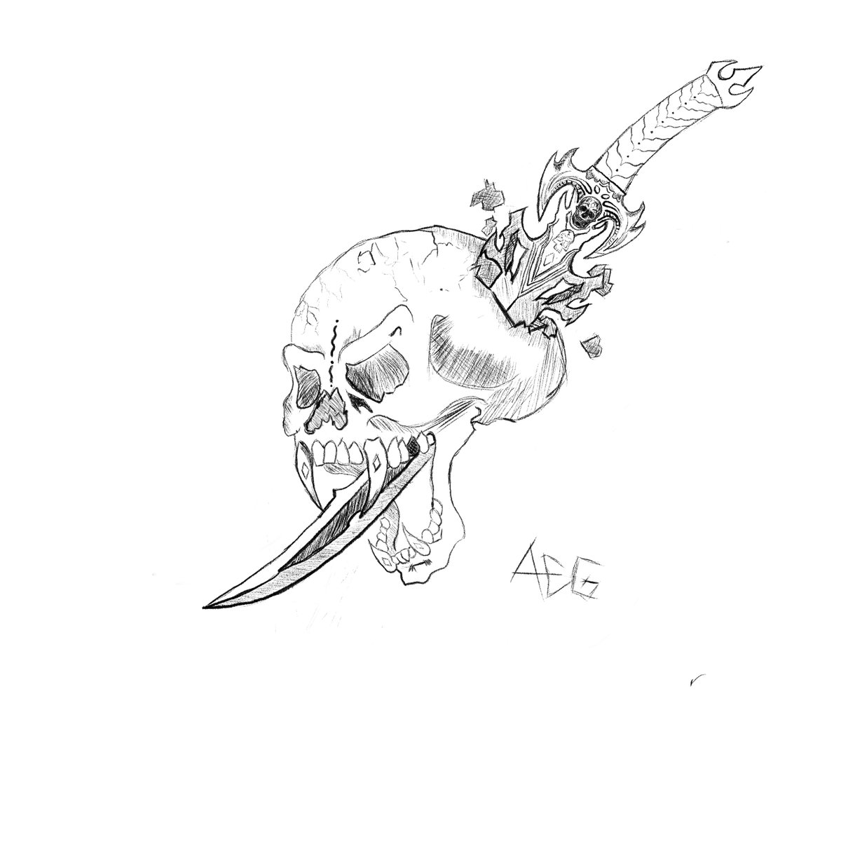 PixelcoGraphics's tweet photo. skull dagger drawing I just finished!

#photoshop #art #drawing #illustration #digitalart https://t.co/WV6MgL0Zv6