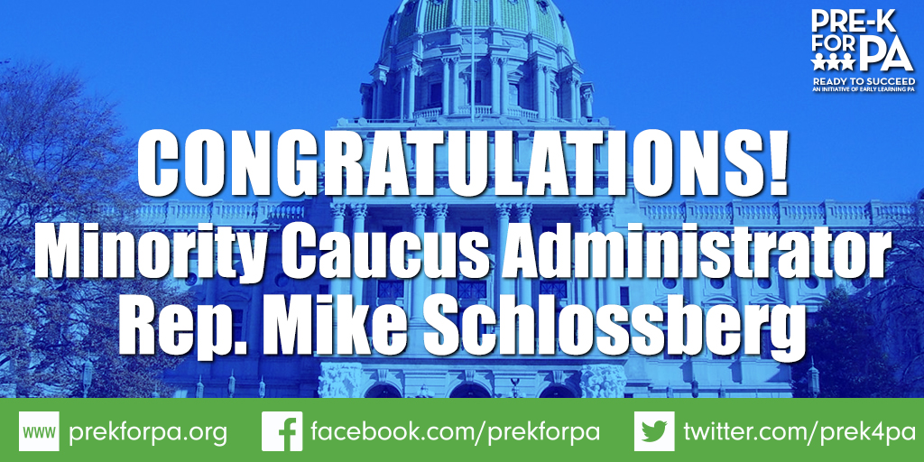 PreK4PA's tweet photo. Congratulations @RepSchlossberg! We look forward to working with you to increase access to publicly funded, high-quality #prek in PA! #iamprek #earlylearning2020 https://t.co/RWFmWaS5CP