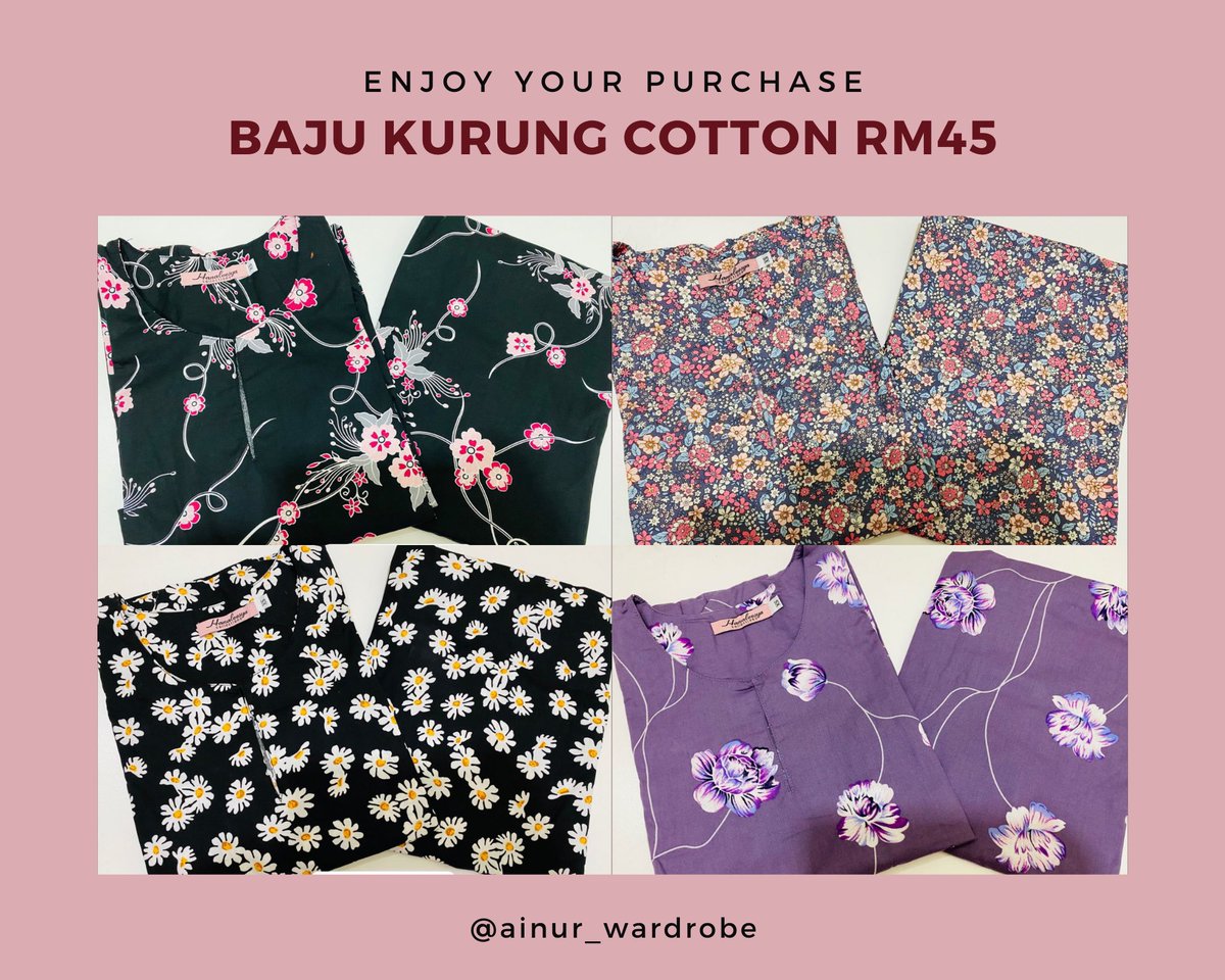 ainur_wardrobe's tweet photo. ‼️NEW DESIGN‼️

Hi everyone🤗 for those yang tengah cari baju kurung cotton murah, i ada jual sepasang RM45 sahaja 🥰

🌼KURUNG PAHANG COTTON
🌼💯ENGLISH COTTON
🌼KAIN SUSUN TEPI SEBELAH KIRI
🌼KAIN TAK MUDAH MENGECUT

https://t.co/PRYUKtyUAJ
Catalog https://t.co/JlgZmvdkhZ https://t.co/y5s60po1St