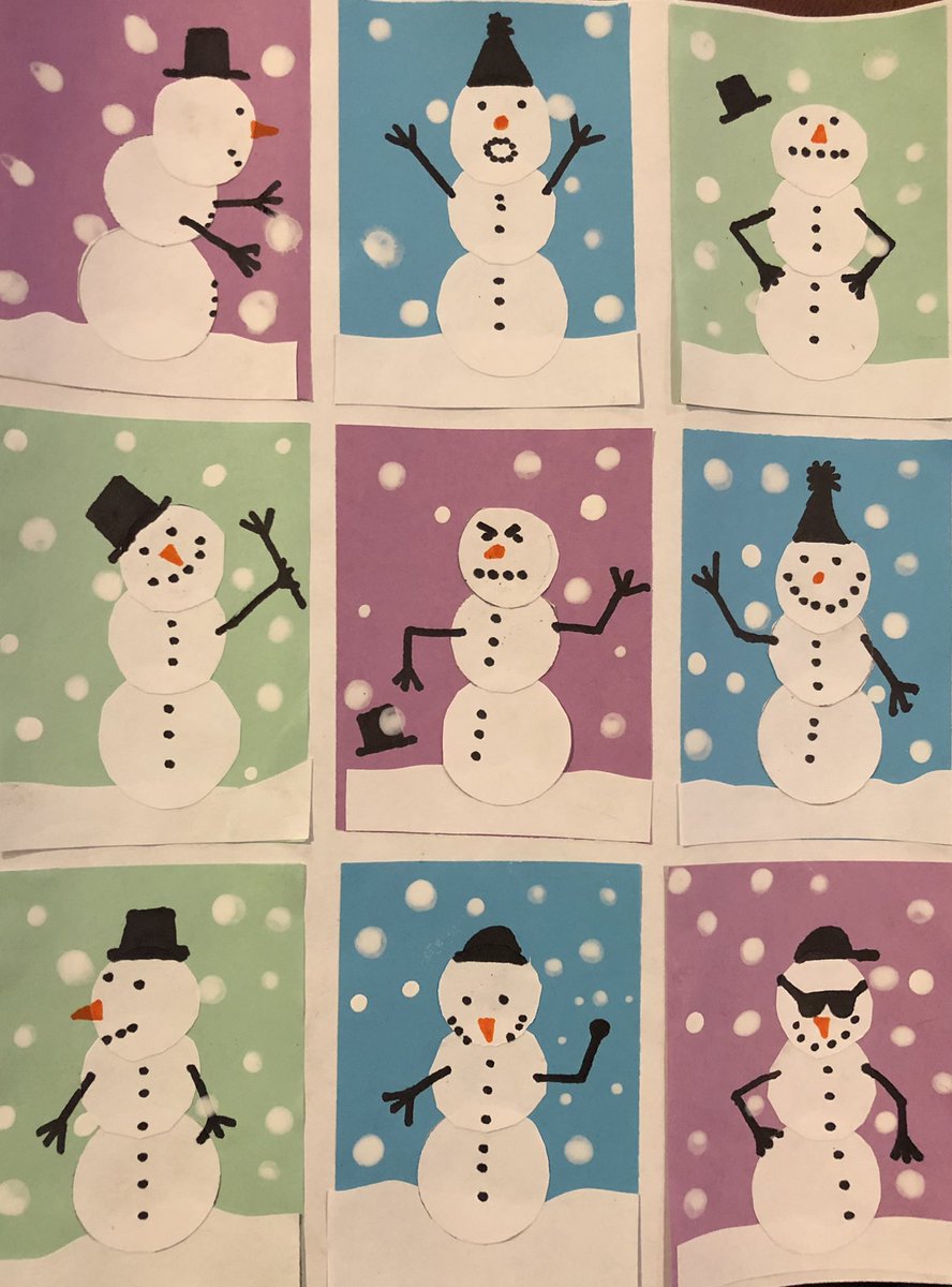 RhondaSpringer2's tweet photo. Grade 5 art. Showing expression and emotion by changing the position of the mouth, eyes, arms and buttons. Looks great and ready for the TVDSB greeting card contest! @TVDSB @OxbowPS https://t.co/EDONVseDxH