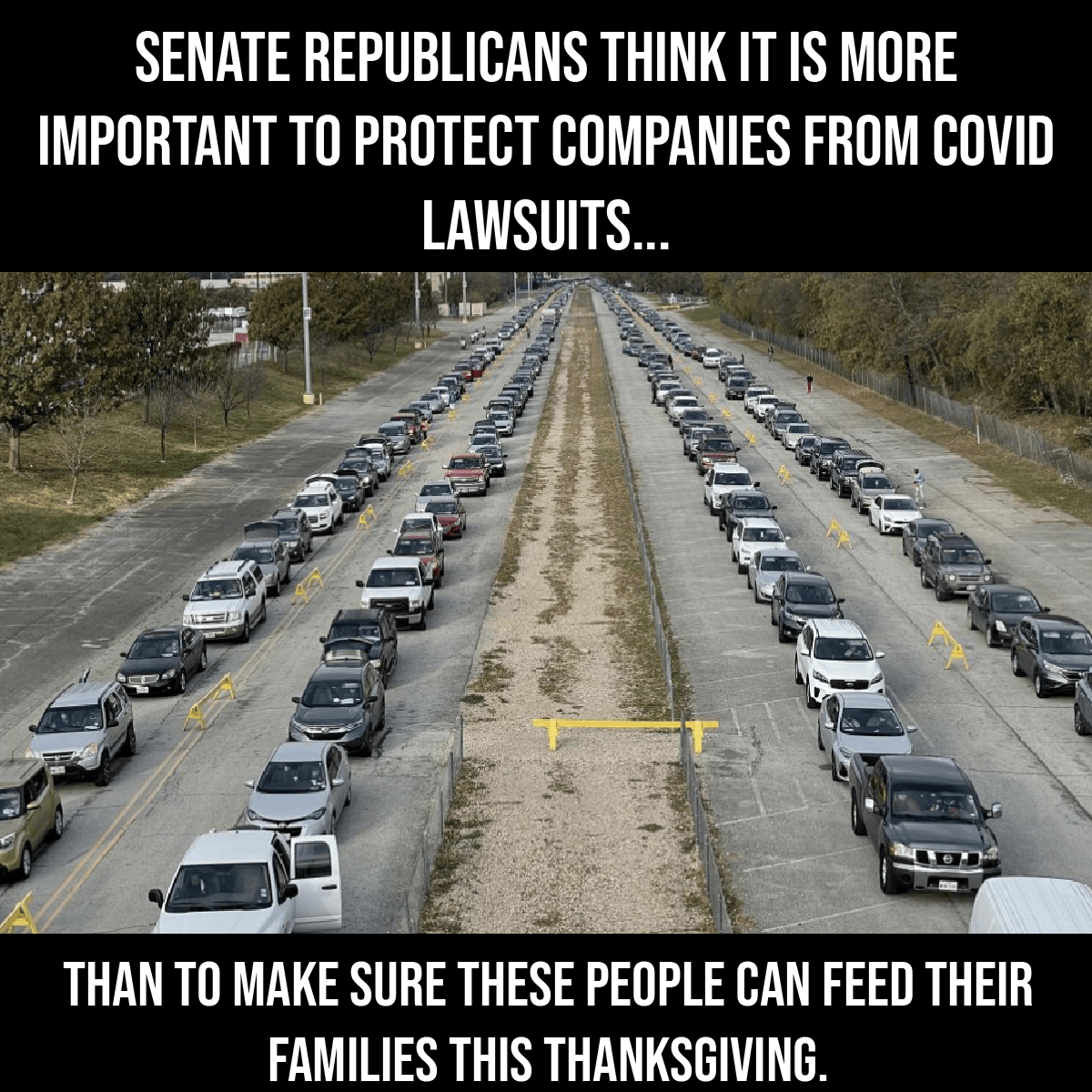 SEIU's tweet photo. This Thanksgiving, Senate Republicans gave us long lines at food banks while they worked to give big businesses protection from COVID safety lawsuits.
#ProtectAllWorker #Coronavirus https://t.co/ceRDVitgLF https://t.co/lxv8IE0FAm
