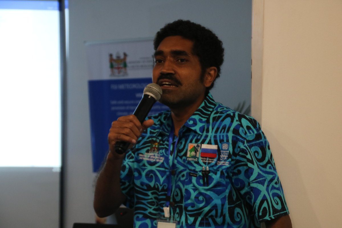 spc_live's tweet photo. @FJMETservice highlights work developing new products to 
conduct wave and inundation forecasts at #FijiNCOF2020 Important information for #Fiji's coastal communities - a collaboration between the national met service @spc_cps and @WMO 

#KnowYourOcean #OceansandFisheries https://t.co/o3dJBiz2a2