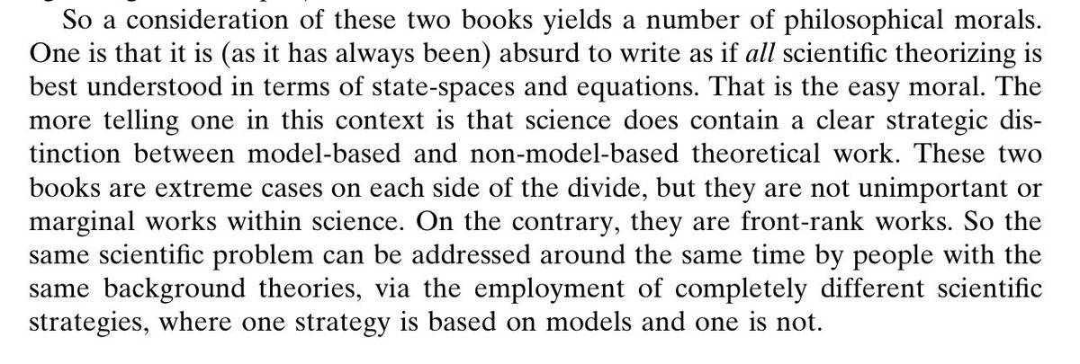 Based on a case study of comparing two books on evolutionary theory with opposite approaches (Leo Buss’ The Evolution of Individuality, 1987 and Maynard Smith and Szathmáry ’s The Major Transitions in Evolution, 1995), GS makes two observations.