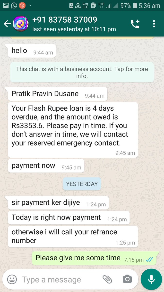 pratik_dusane's tweet photo. Bahut harrassment kiya jaa raha hai..
Relatives ko call kar rahe hai...
Thoda time maga to galliya dete hai...
2 photos hai, aise aur hai..
Ye log majbur kr dete hai dusre app se loan lene par
Bass aise hi ek gaddha bujane ke liye dusra khudvao
Please help
#operationhaftavasooli https://t.co/SCiv2KfE0g