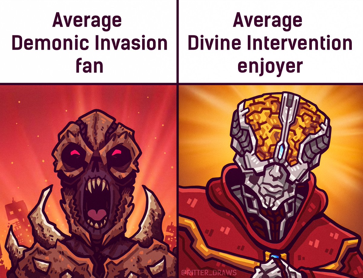 Ritter_draws's tweet photo. Average Demonic Invasion fan 😣| Average Divine Intervention enjoyer 😎

Which side are you on?
@DOOM #Doom #DoomEternal https://t.co/AIuZ3OKntt