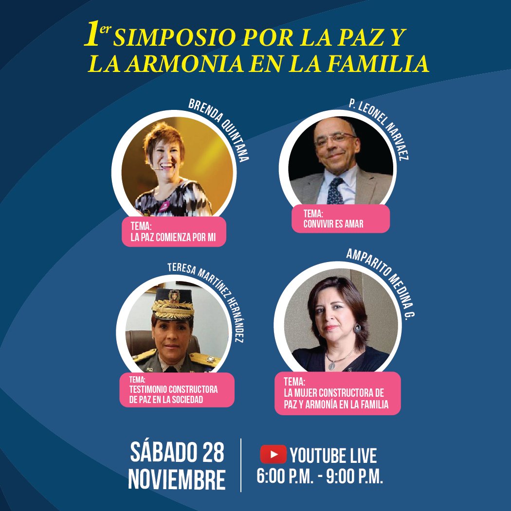 fomudevird's tweet photo. 1er Simposio por la #PazyArmoníaenlaFamilia en el marco del día Internacional de la Eliminación de la Violencia contra la Mujer y el mes de la familia, en honor a Salomé Ureña de Henriquez. 
 
28 de Noviembre/ 6:00pm a 9:00pm

Suscríbete: https://t.co/QPj4iusZPr https://t.co/TfjelPC8Ut