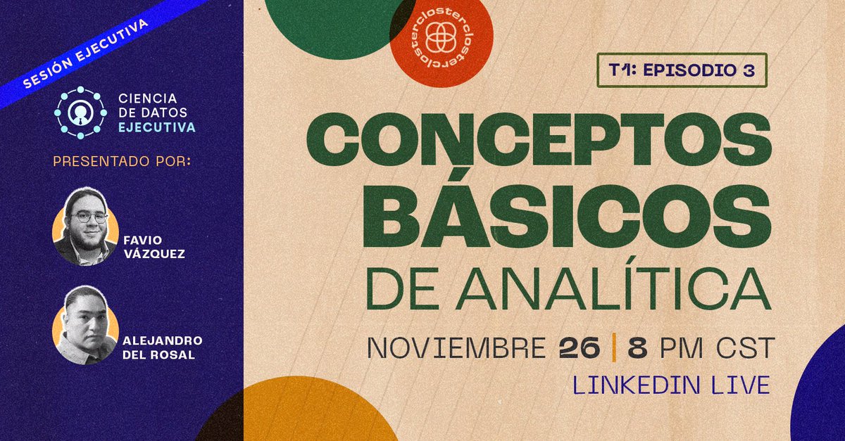ClosterTeam's tweet photo. Acompáñanos en #CienciaDeDatosEjecutiva, en esta sesión discutiremos conceptos básicos dentro del marco de la transformación digital, veremos qué es la #analítica, por qué es necesaria y cómo se relaciona con la transformación digital. Te esperamos en: https://t.co/es9KoP5GAF https://t.co/E7eFRu83AJ