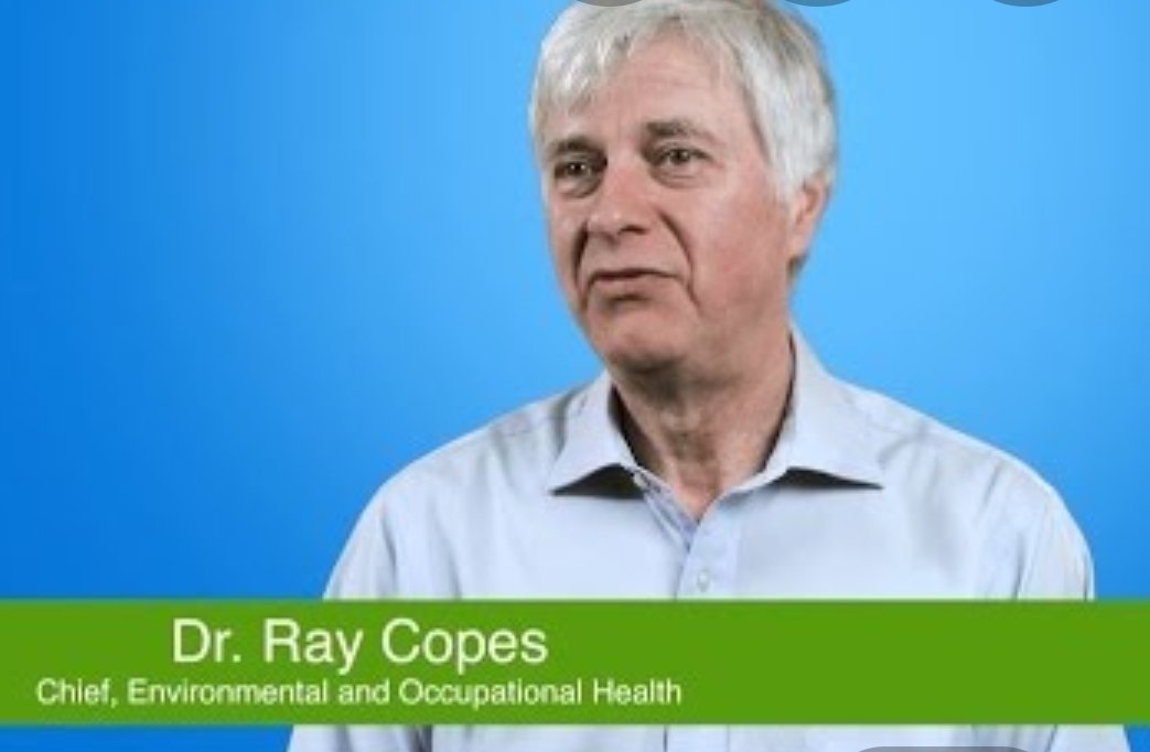 Dr. Ray Copes was also pushed out.Well guess what?Dr. Copes is probably Canada's top expert on risk communication for public health. I depended greatly on him.Guess what he's also an expert in?What's "environmental and occupational health"?