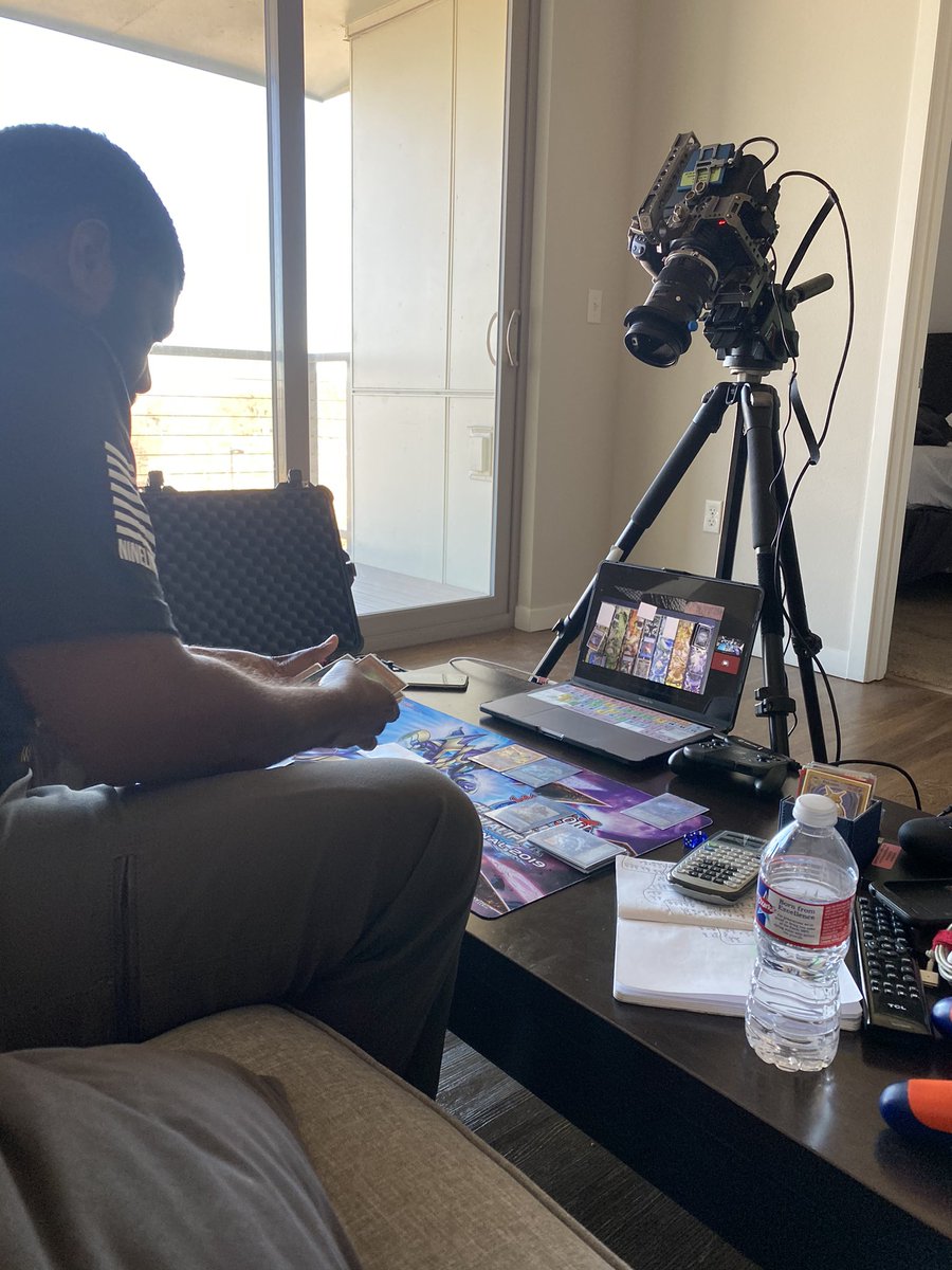 AspireTheEmpire's tweet photo. @DanTheManBanks killing the game with his #remoteduel setup during the @YuGiOh_TCG Remote Duel Extravaganza! #sweepstakes #YGOatHome https://t.co/4zGWTmDvr4