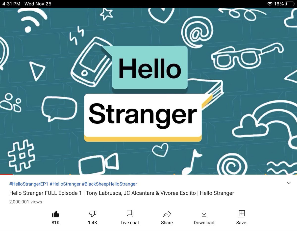 JCTONICS's tweet photo. Congratulations @Black_SheepPH as HELLO STRANGER’s episode 1 reached 2 Million views today making it the first Pinoy BL to achieve this milestone! ❤️🙌🏻 https://t.co/2rDt6jdjKE