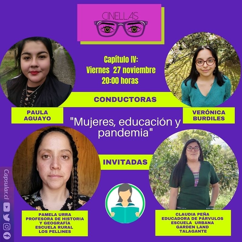 RadioCinellas's tweet photo. Tod@s invitad@s a nuestro 4to capítulo 💜 este viernes a las 20 horas por las redes de @Capsular_chile 
En esta ocasión contaremos con la presencia de dos mujeres dedicadas a la educación ¡L@s esperam@s! 👩🏽‍🏫 https://t.co/ZHSnxV5F3G