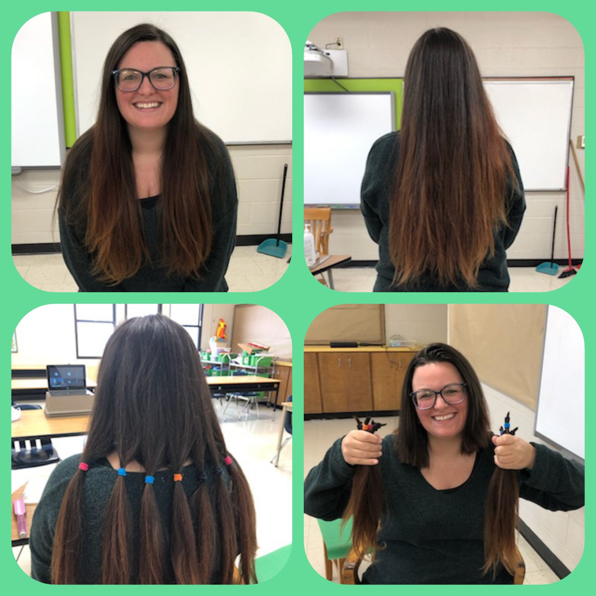 mrs_stemmler's tweet photo. Monday was a difficult day as it marked 4 years since we lost my amazing father. I was able to honour his memory and hold up my @TFFSchoolRuns promise that if we raised $500 this year I would cut my hair to donate again. We raised $830! Way to go Central! My dad would be proud.♥️ https://t.co/S2E0bL2zik