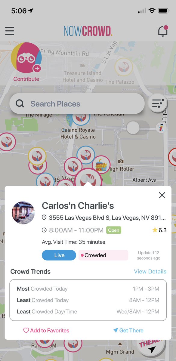 NowCrowdApp's tweet photo. @reviewjournal Uh, hi! 🙋‍♀️that’s exactly what our app does: shows how crowded places are before you get there so they don’t hit capacity or greater and you avoid the crowds of people. Download it free and #doyourpart #slowthespread https://t.co/edh2uJeyzm