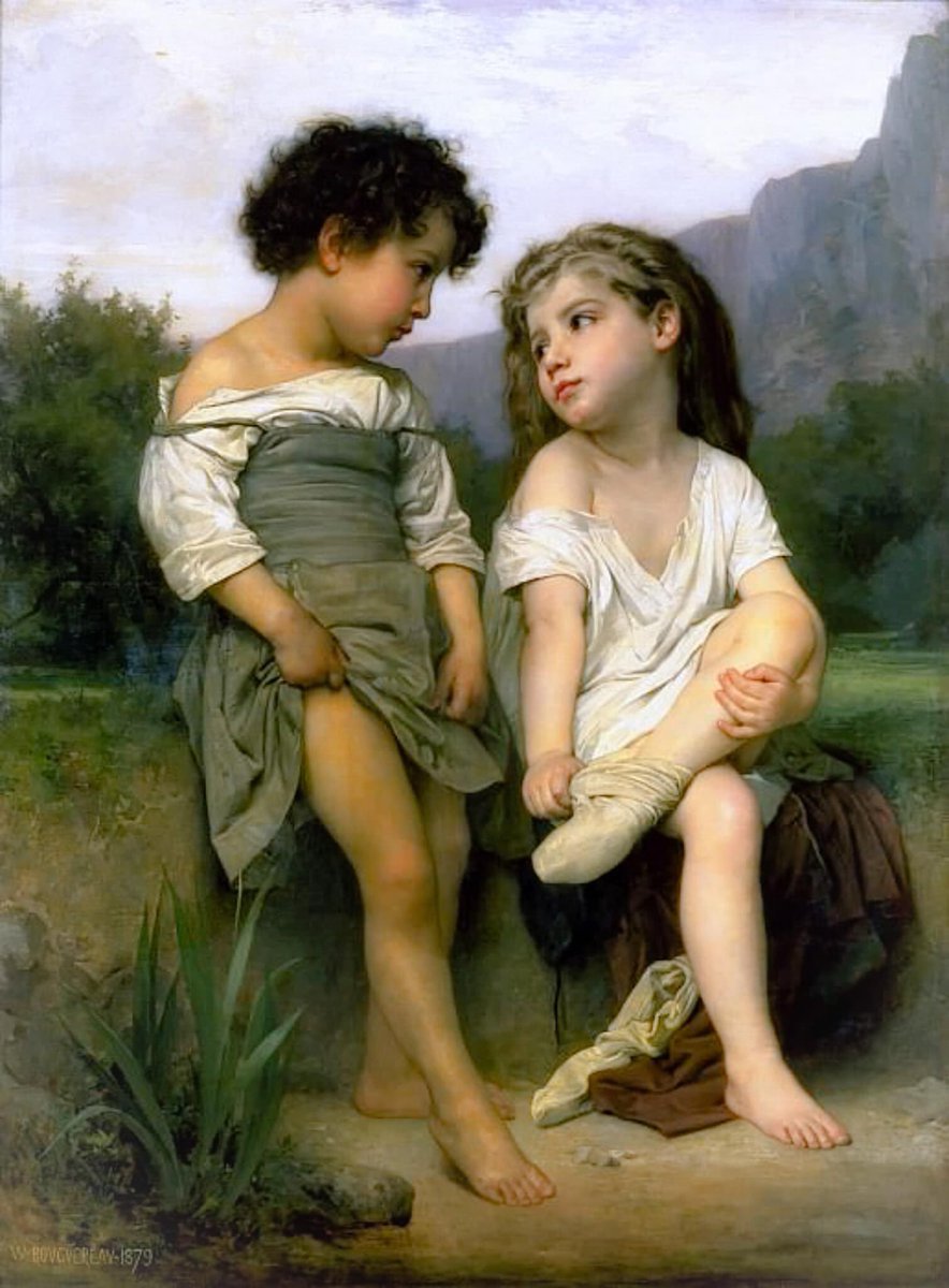 olgatuleninova's tweet photo. William-Adolphe Bouguereau (1825-1905)
At the Edge of the Brook
(Young bathers)
1879
Oil on canvas
Private collection. https://t.co/PTeICDa426