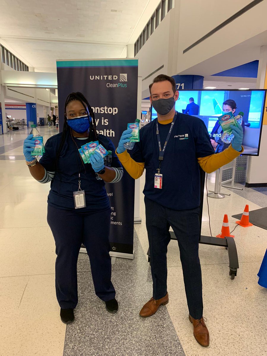 Great time promoting #CleanPlus in EWR and educating our customers on the steps we’re taking to ensure their safety as they fly the friendly skies. ⁦<a href="/weareunited/">We Are United</a>⁩  ⁦<a href="/StacyC_United/">Stacy Chudoba</a>⁩ ⁦<a href="/Izzy_United/">Izzy (He/Him/His)</a>⁩ ⁦@Garrett_Foster1 ⁦⁦<a href="/EWR_SW/">EWRSW</a>⁩ <a href="/Patrisha__C/">Patrisha Caraballo</a> #BeingUnited #Funtimes