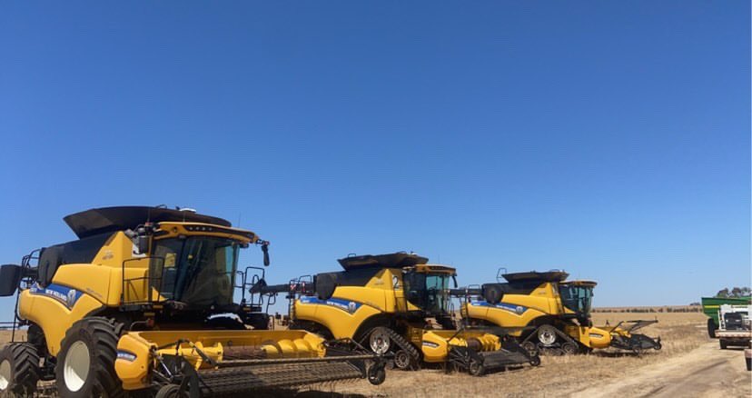 GrainBrokers_AU's tweet photo. Yellow beasts ready to rumble as the hard work continues... 🌾🚜
📷 credit: @cherrycharding 

#GBA #grainbrokersaustralia #agriculture #farming #farmers #GenerationAg #AllthingsAgriculture #harvest #grainharvest #grain #wonganhills #harvest2020 #header #yellowbeasts #hardwork https://t.co/UZTAZ6DELY