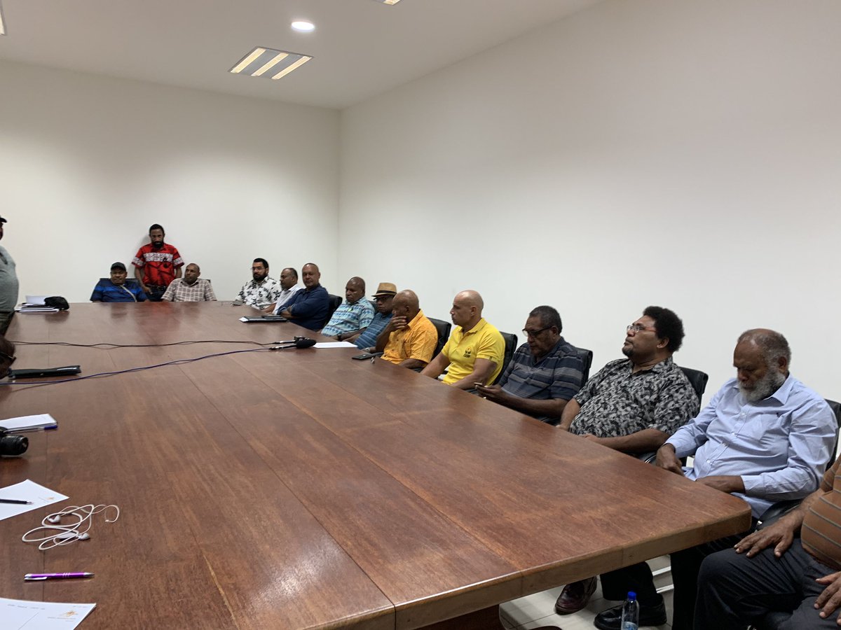 HonBNN's tweet photo. Yesterday, MPs of the #AlternativeGovernment hosted a press conference alongside Leader of the Opposition Hon. Belden Namah, MP. They all reinforced that the rule of law must prevail whilst there are pending Supreme Court cases of national interest. #PNGpol #TeamVanimo https://t.co/oRlxMkElKt